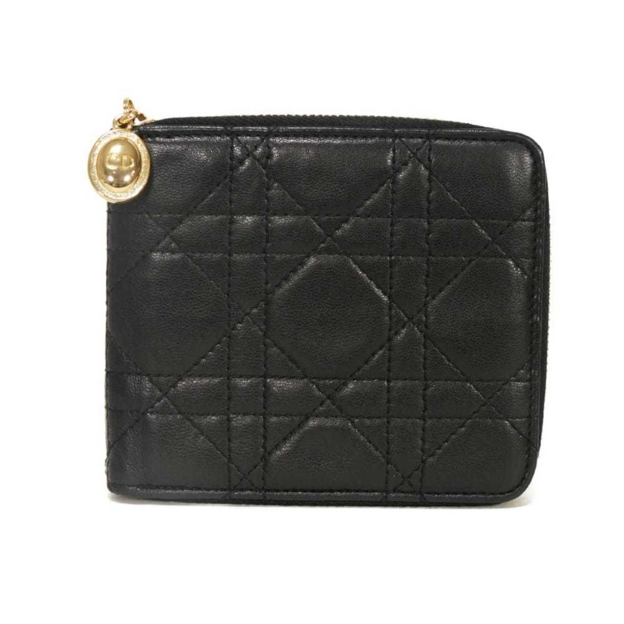 Christian Dior Dior Bi-Fold Wallet, Cannage Zip, Old Model, Round Zipper, Vin...